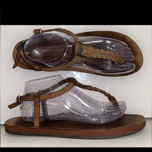 Rainbow Womens Braided T Street Sandals in Expresso size 10